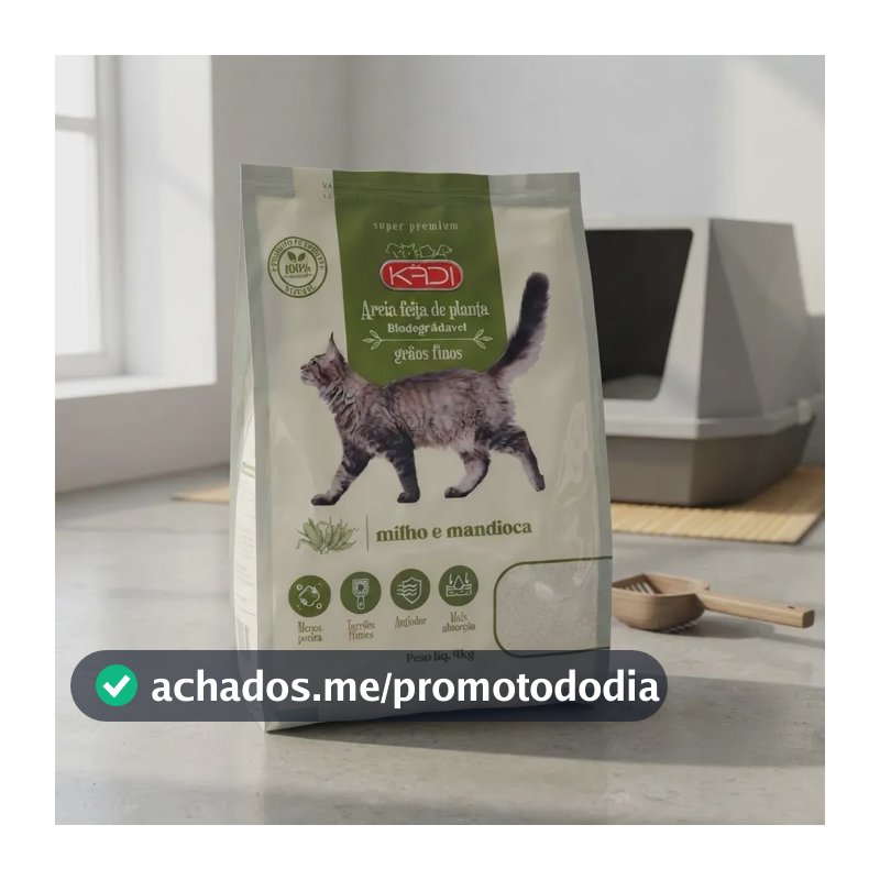 Areia Higiênica Fina Biodegradável Para Gatos Kadi 4kg