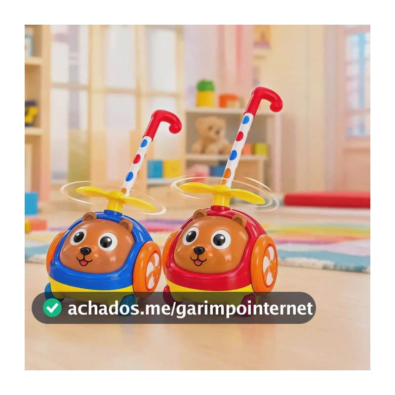 Brinquedo Infantil Empurra Ursinho Musical Educativo Bebê