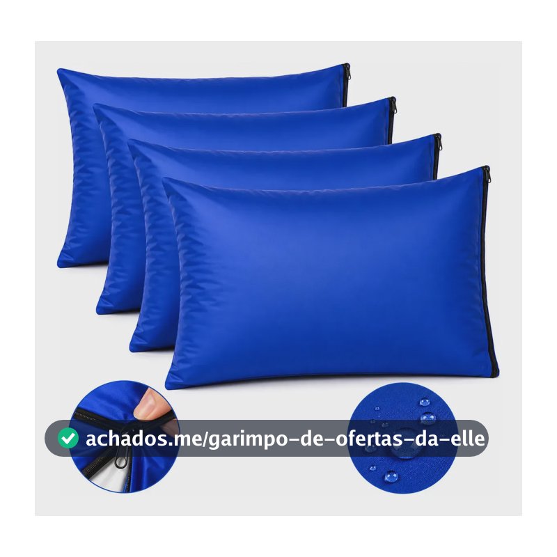 4 Capa De Travesseiro Impermeável Hospitalar C/ Zíper 50x70 Medida