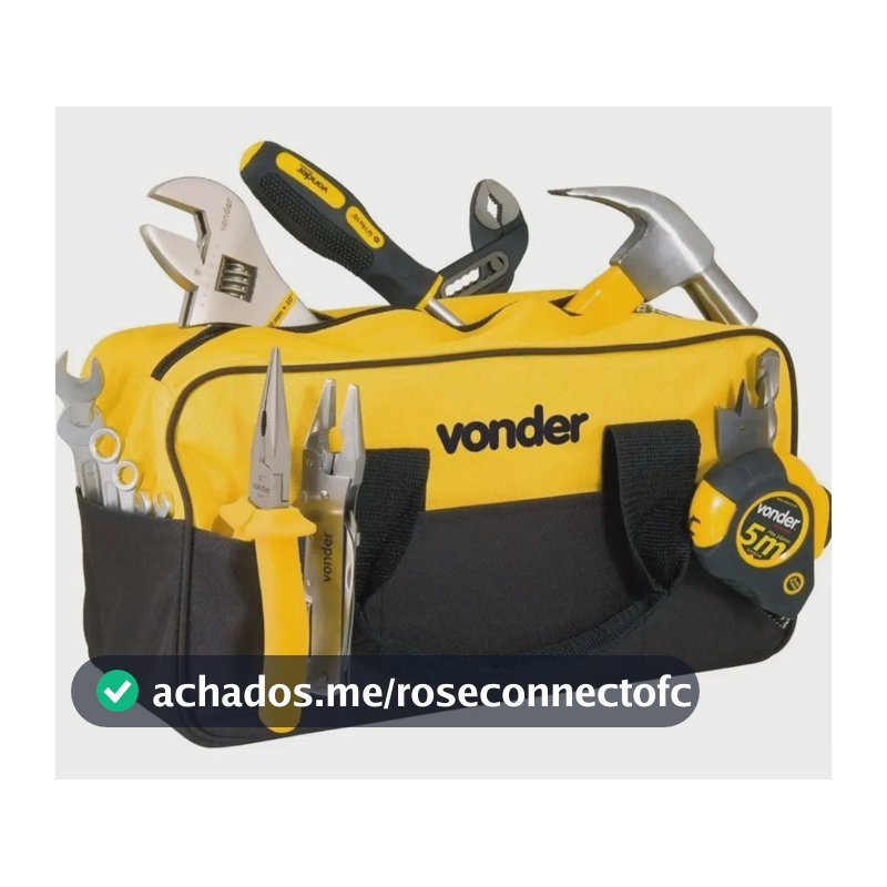 Bolsa Maleta Ferramentas Em Lona Com 8 Divisões Externas Cor Preto - amarelo Vonder