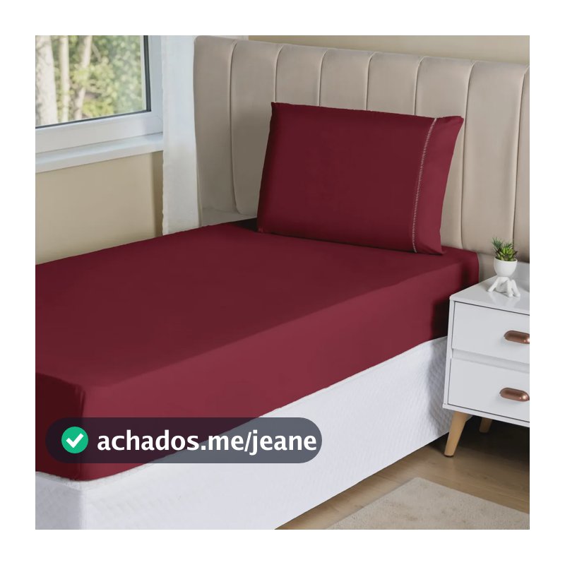Jogo Lençol 2 Peças Solteiro Hipercal 400 Fios Leve Luxo Cor Marsala Desenho Do Tecido Liso