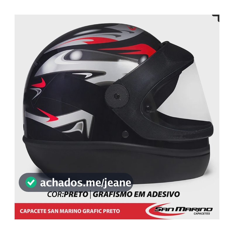 Capacete San Marino Fechado Automático Grafic Moto Taurus Cor Preto