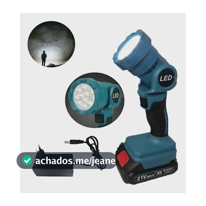 Lanterna De Trabalho 1 Bateria 21v Portátil Profissional Branco Azul-aço