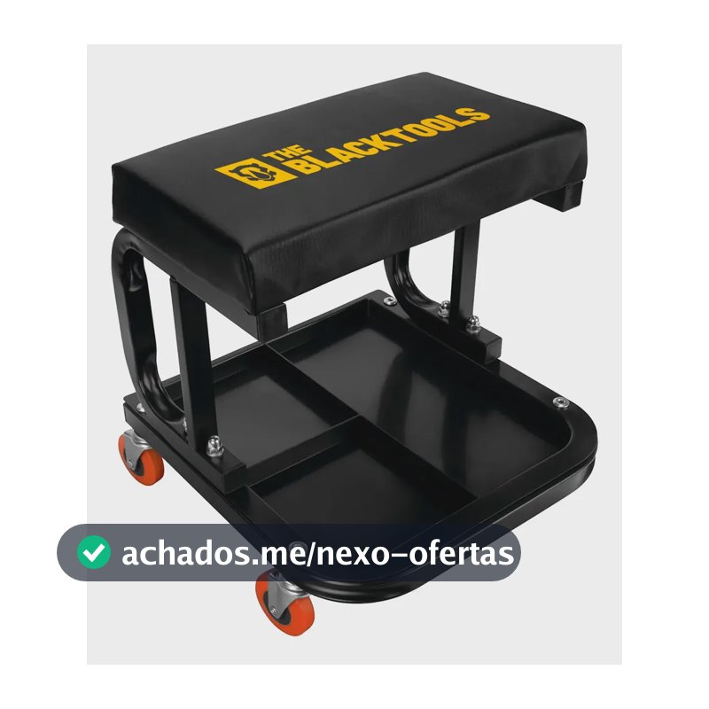 Assento Banquinho Oficina Mecânico Fixo Com Rodízio 140kg Preto