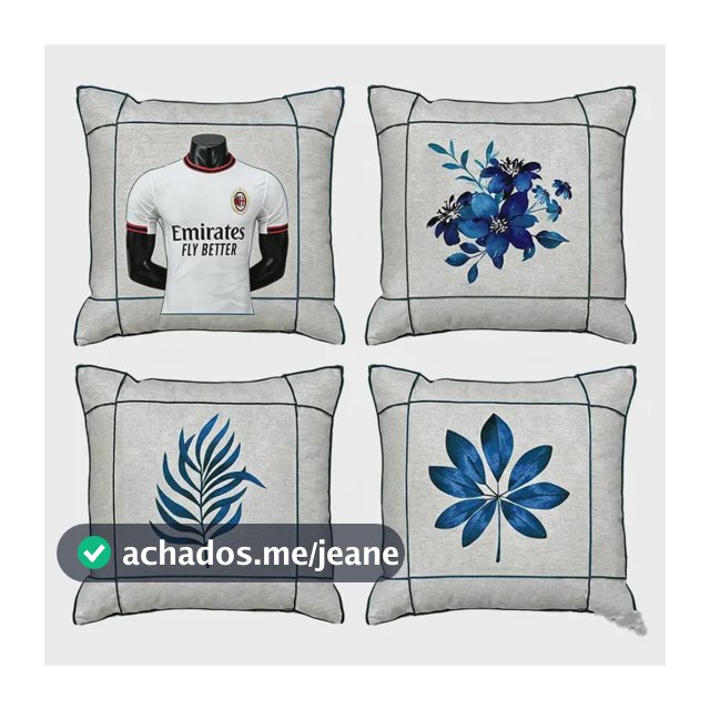 U Kiu 4 Capas Almofadu Linhu Folhu Floral Drapeadas Azul -za