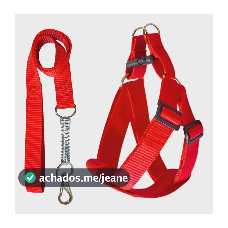 Peitoral Americano Cachorros Porte Médio Guia Anti Trancos Vermelho Porte Médio Liso