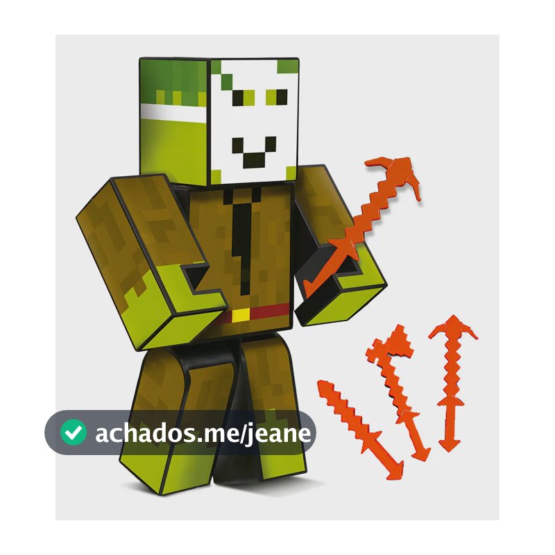 Boneco Articulado 15cm Algazarra Minecraft Gamer Stick Com Acessórios
