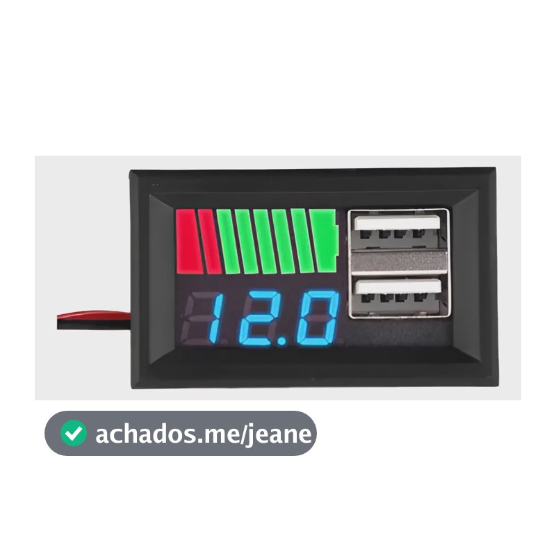 Voltímetro Digital Automotivo 12v Usb Carregador Som Bateria