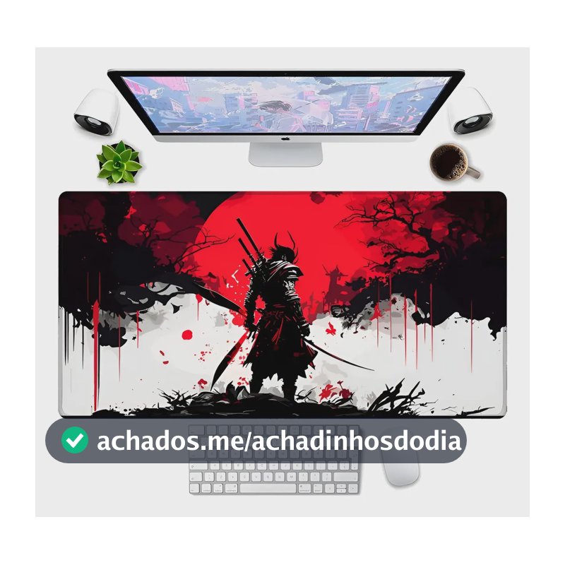 Mouse Pad Samurai 90x40cm Chinês Vermelho Premium Grande Samurai Vermelho 90x40 | 4742 Samurai Vermelho