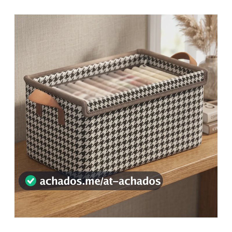 Kit 4 Cesto Organizador De Guarda Roupa Caixa Organizadora Padrão Xadrez Kit 4