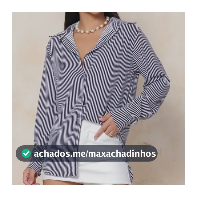 Camisa Social Feminina Clássica Listrada C/ Botões Tendência
