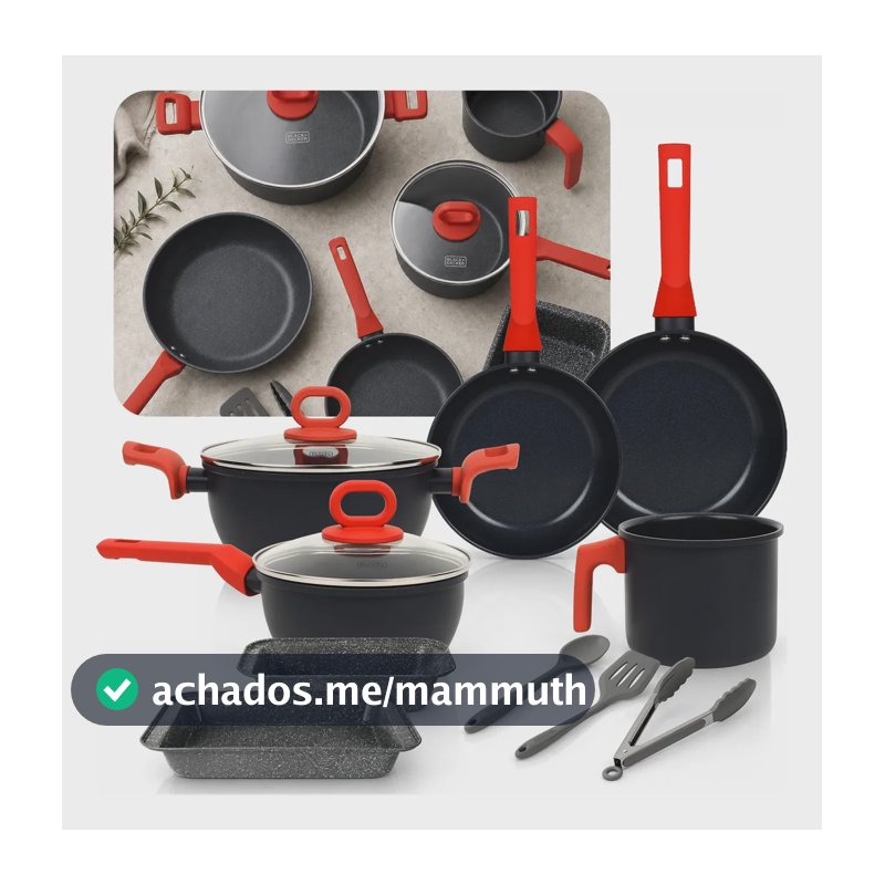 Jogo de Panelas Black+Decker Ceramic Line com 10 Peças para Indução Vermelho MyCheff