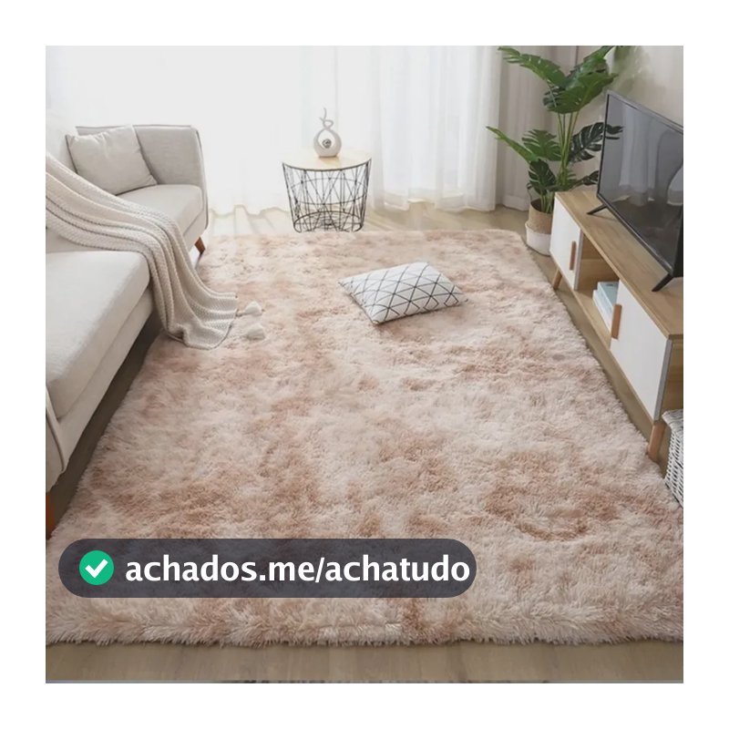 Tapete 2.00x1.50 Casa Laura Enxovais Shaggy Felpudo Para Quarto Sala Luxo Bege Mesclado