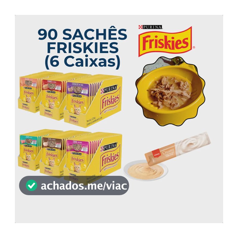 Kit 90 Friskies Gato Sachê Ração Úmida Sortido + Brinde