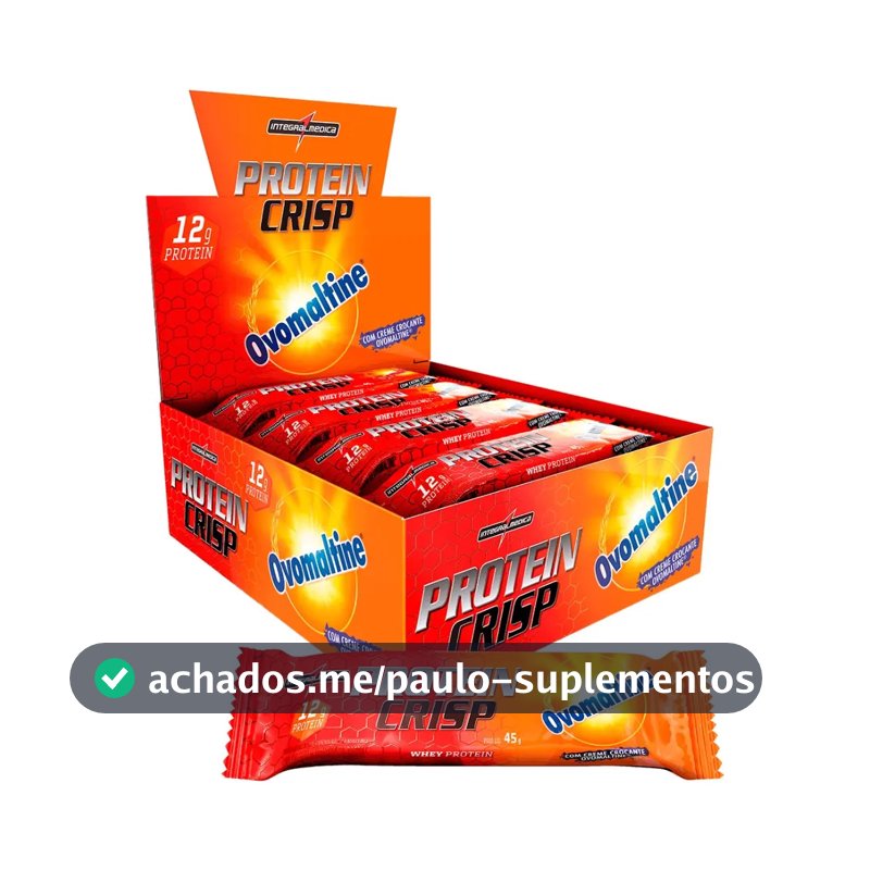 Barra de Proteína Integralmédica Crisp Bar sabor Ovomaltine x 45g de 12 un