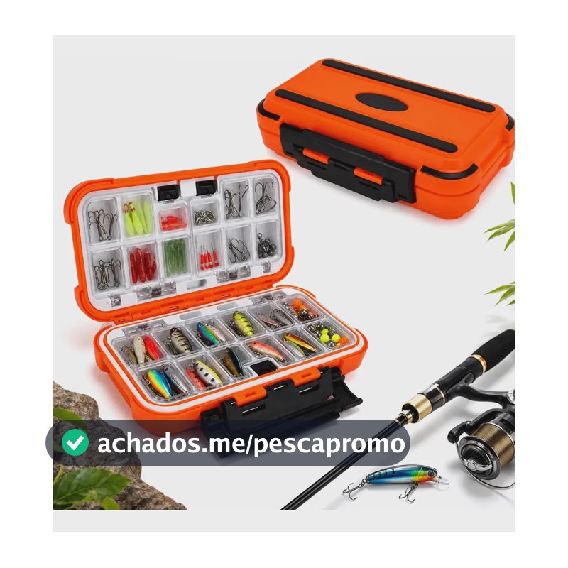 Estojo De Pesca Organizador Anzol Iscas Chumbo Impermeável Laranja