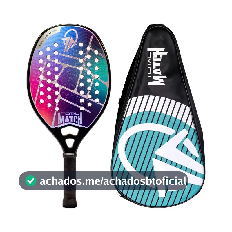 Raquete Beach Tennis Carbono 3k Total Match 2026 com Capa | Leve (320g) e Equilibrada (25cm)