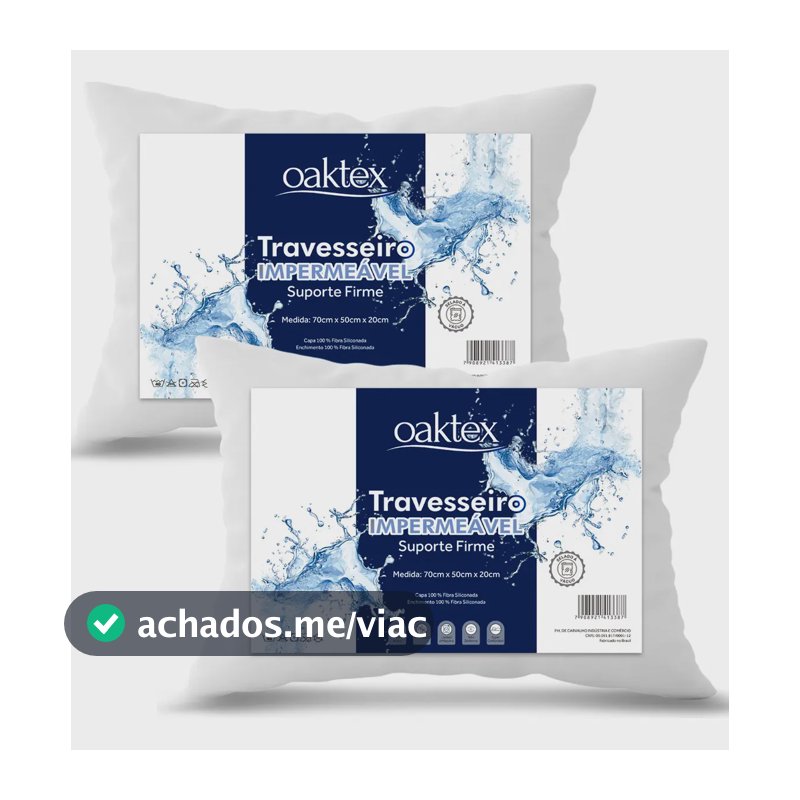 Kit C/2 Travesseiros Antialérgico Impermeável 50x70 Lavável Branco