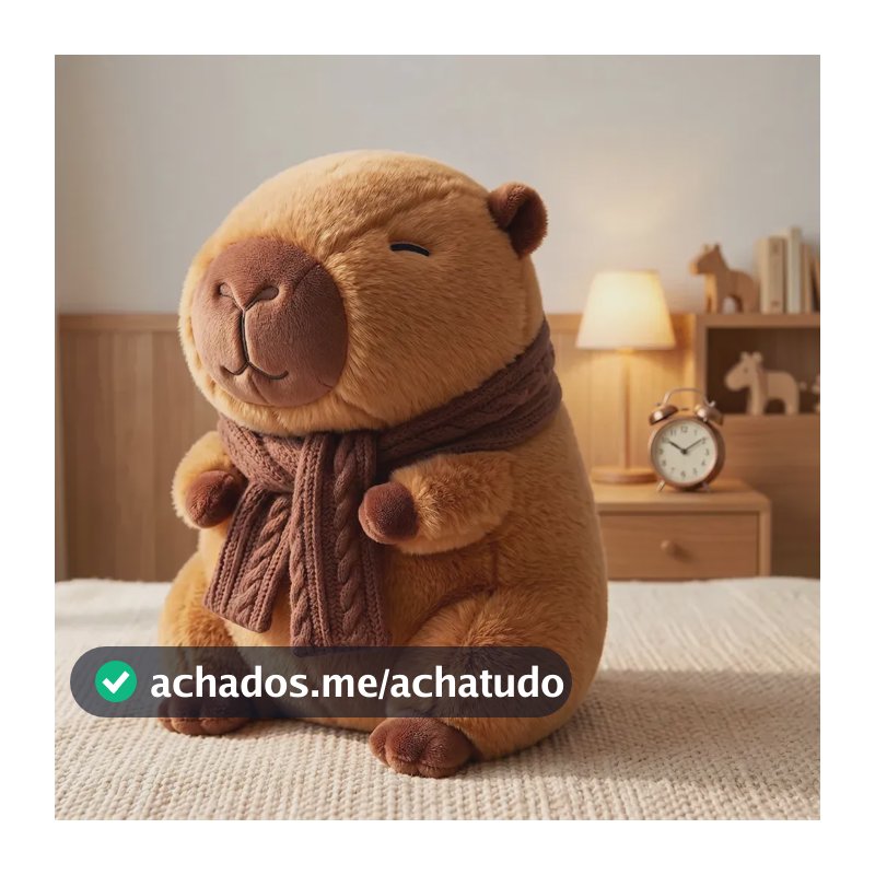 Pelúcia Capivara Cachecol Inverno Marrom Boneco Capybara Capibara Filó Bicho De Pelúcia Ursinho Brinquedo Animal Decoração Enfeite Quarto Dormitório Infantil Colecionável Presente Brasiliana Tech