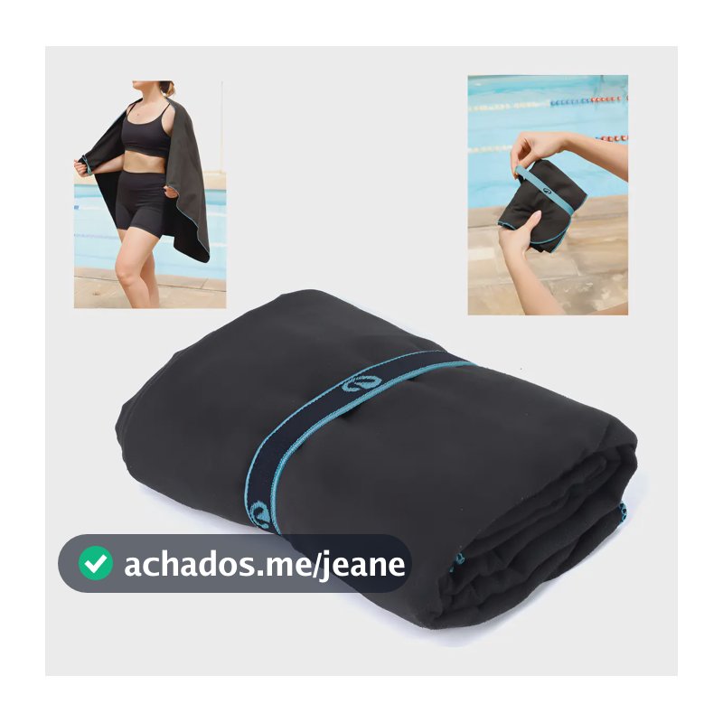 Toalha De Banho Nabaiji Microfibra G 130x80 Praia Piscina Cor Preto/azul Lisa