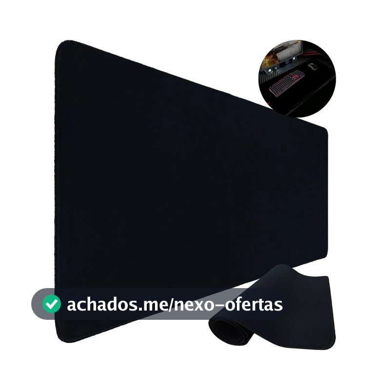 Mouse Pad Gamer 90x35 Escritório Alta Qualidade Preto Liso Isoprene