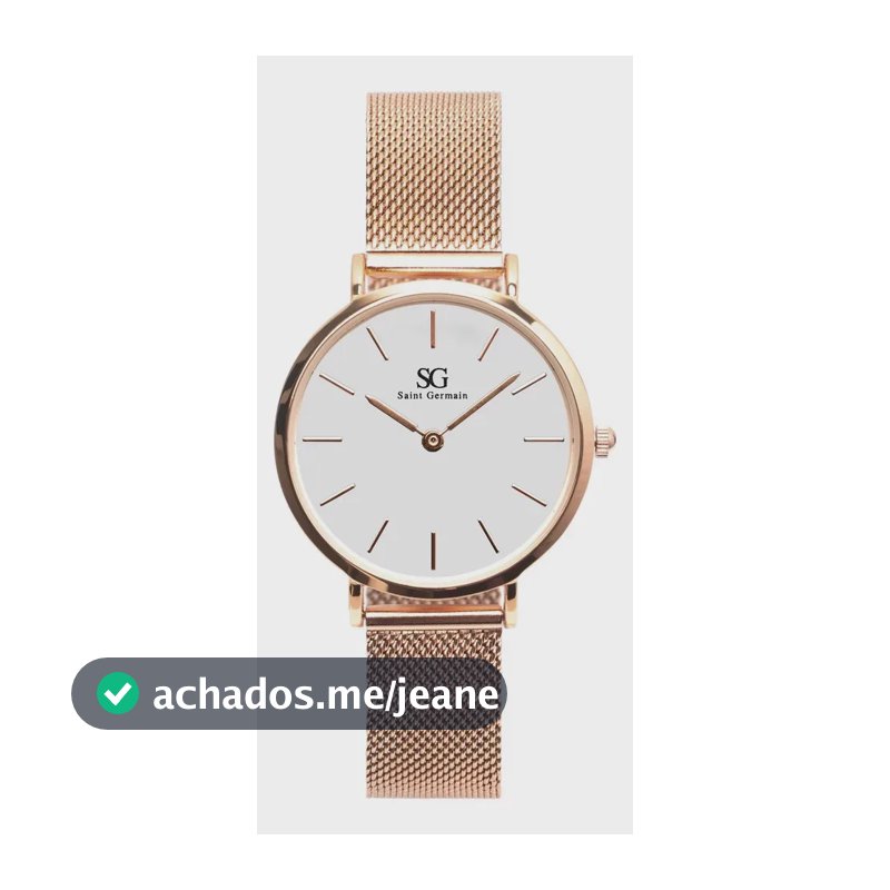 Relógio Feminino Dourado Rosé Saint Germain Nolita Rosé Gold 32mm fundo Branco