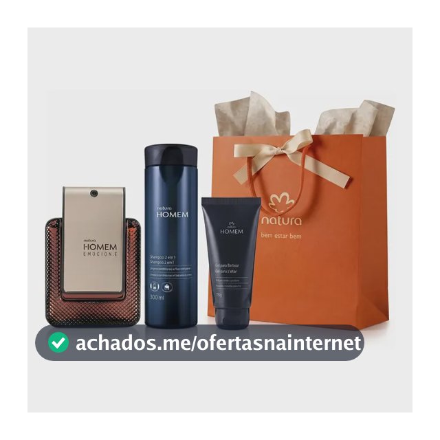 Kit Presente Natura Homem Emocione: 1 Deo Parfum Evolution + 1 Gel Para Barbear 75g + 1 Shampoo 2 Em 1 + 1 Sacola M