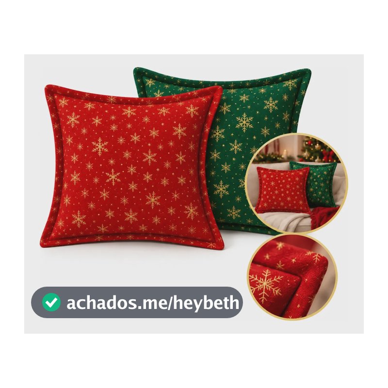 2 Capa Almofada Decorativa Nata Luxo C/ Aba Ziper Invisivel Verde/vermelho Liso