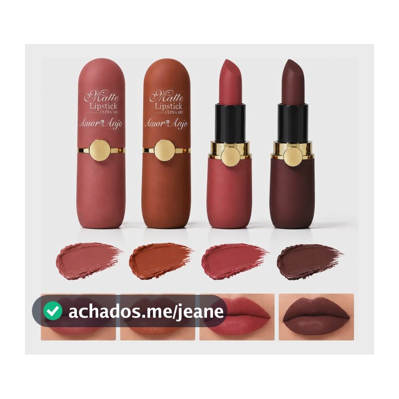 Kit 4/8 Batons Matte Aveludado Alta Cobertura Hidratante 105-108