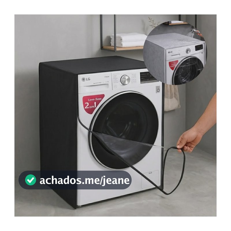 Capa Impermeável Lava E Seca LG Samsung 8kg 9kg 10kg 11kg Preto