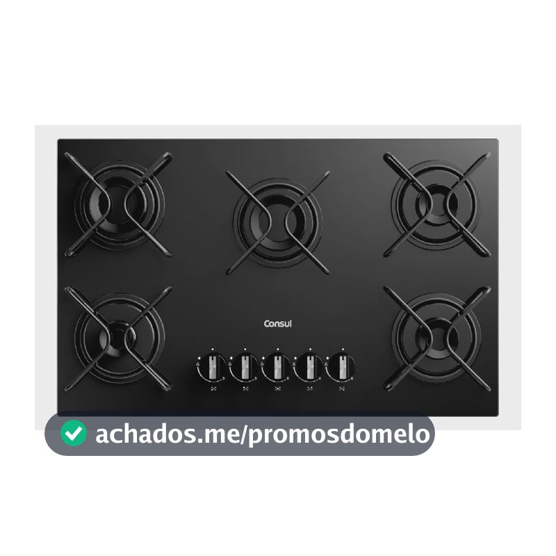 Cooktop 5 Bocas A Gás Consul Mesa De Vidro Preto Bivolt Preto 127/220v