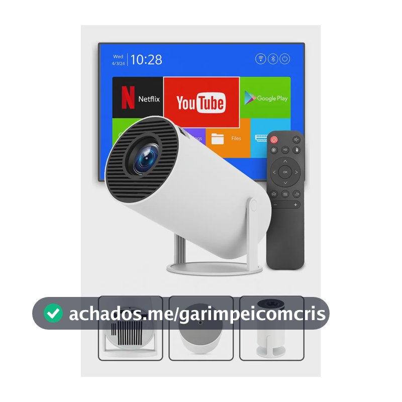 Mini Projetor Davely HY300 4K Android com Wi-Fi e Bluetooth Portátil Cinema Em Casa Imagem Nítida Controle Remoto Tela Grande Para Filmes Jogos Aulas Apresentações Alto Falante