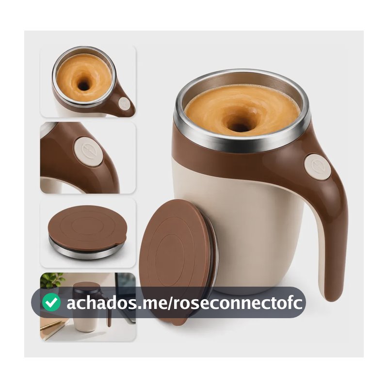 Caneca Mixer Inox Misturador Automático Recarregável Usb Chocolate