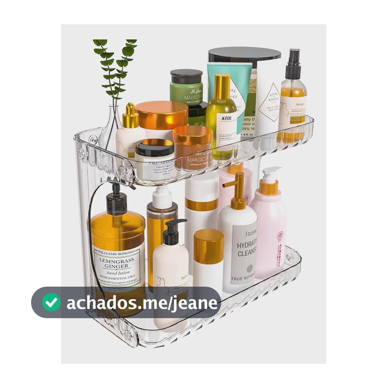 Organizador De Maquiagem 2 Andares Cosméticos Multiuso Transparente