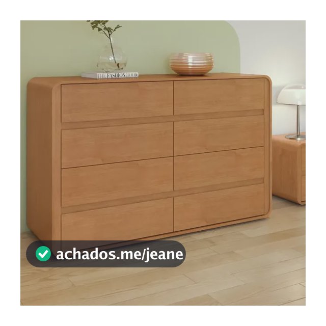 Cômoda Móveis Lopas Easy Like 8 Gavetas de MDF Amêndoa Clean