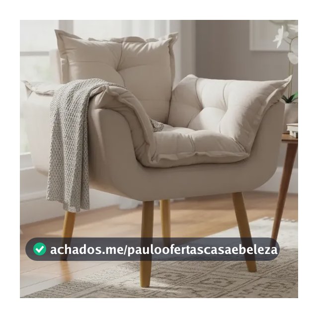Poltrona Decorativa Amamentação Para Sala Recepção Manicure Confortável Cadeira Reforçada Alice Suede Bege Suede Liso