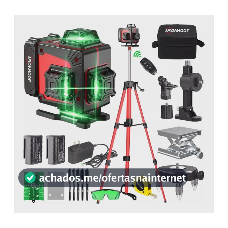 Nivel Laser 16 Linhas Com Tripé Verde 360° 30m 2 Bateria