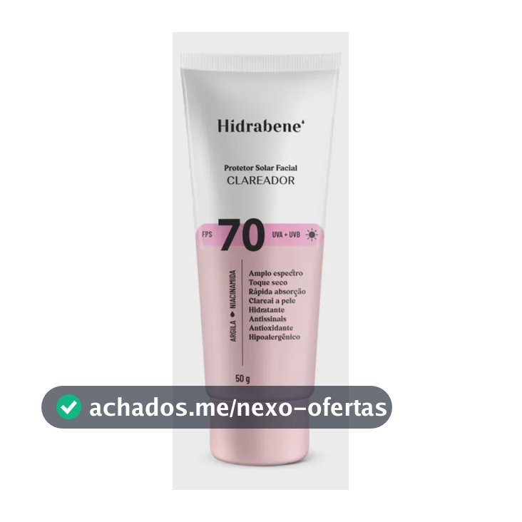 Hidrabene Protetor facial Solar FPS 70 Toque Seco Antissinais Clareia a pele 50g