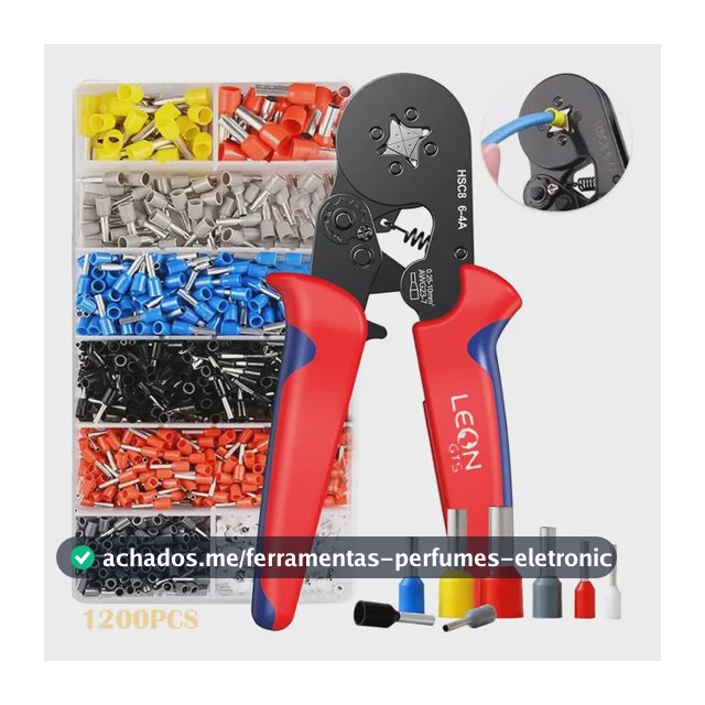 Kit Alicate Crimpar Box Com 1200 Terminal Ilhós 0,5 A 10mm