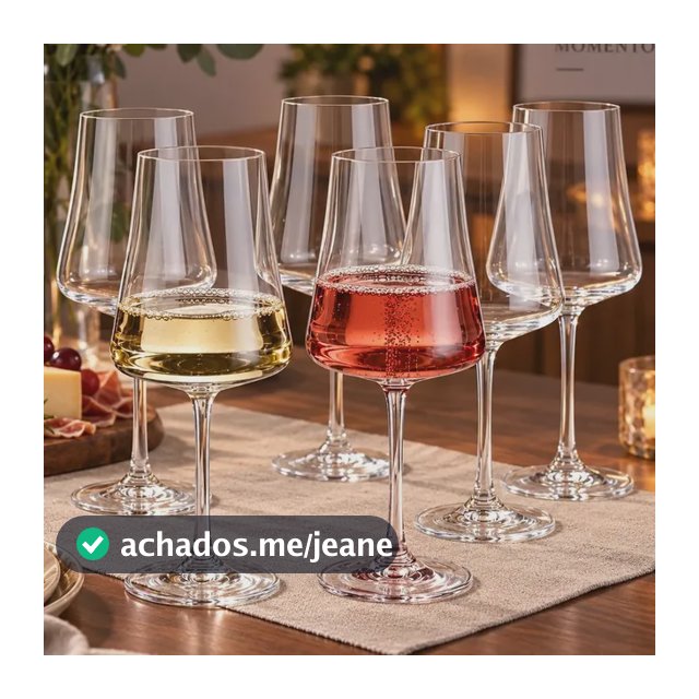 6 Taças De Cristal Vinho Branco Tinto 360ml Xtra Bohemia Tra Transparente