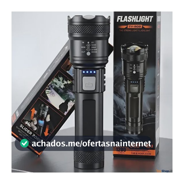 Lanterna Tática Mais Forte Do Mundo T9 Potente Led Cree Usb Branco Preto