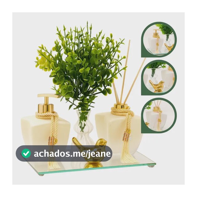 Kit Banheiro Degrade Branco Porta Sabonete Difusor C/bandeja