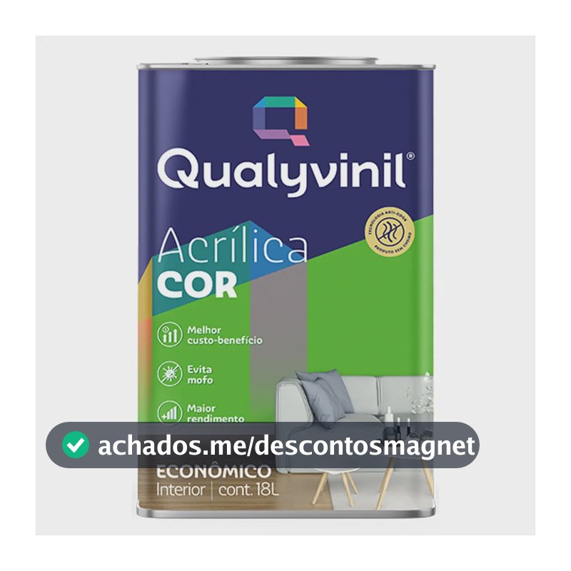 Latex Acrílica Tinta C/ Maior Rendimento Qualyvinil Branco Acabamento Fosco Cor Branco | Lata 18 Litros