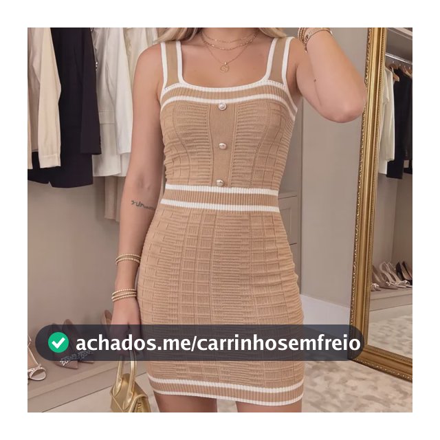 Vestido Curto Tricô Feminino Modal Botões Elegante Blogueira