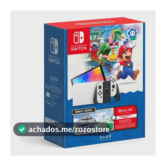 Bundle Nintendo Switch Oled + Super Mario Bros. Wonder + 3mo Nos Branco
