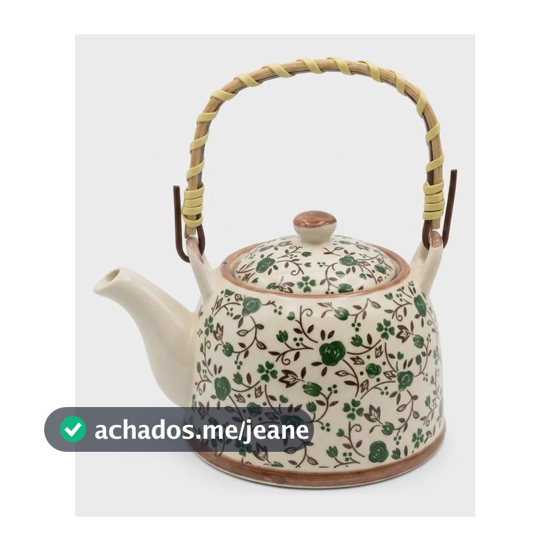 Bule Chaleira Porcelana Oriental Floral Com Infusor 250ml Trevo Verde