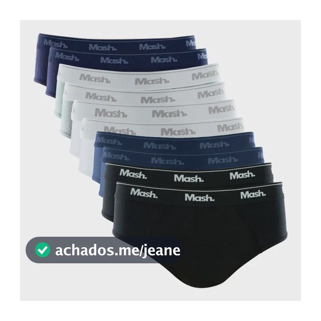 Kit 10 Cuecas Mash Masculino Slip Algodão Cotton Original