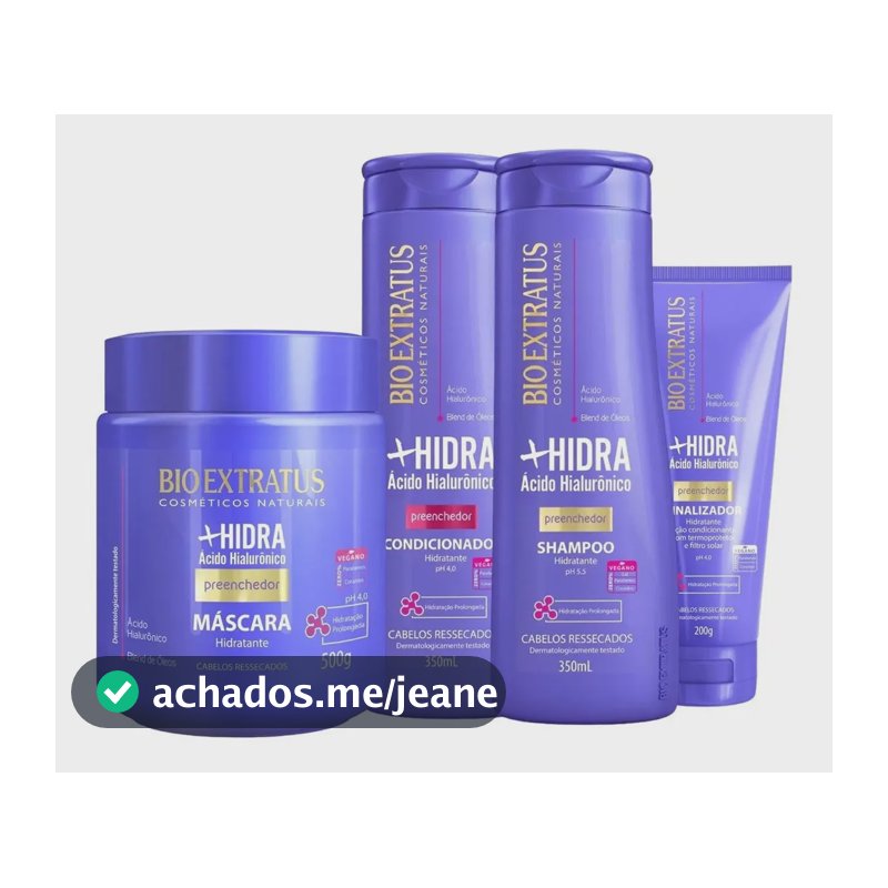 Kit Shampoo, Condicionador, Máscara 500g, Finalizador Bio Extratus +Hidra de 1.4L 1.4kg