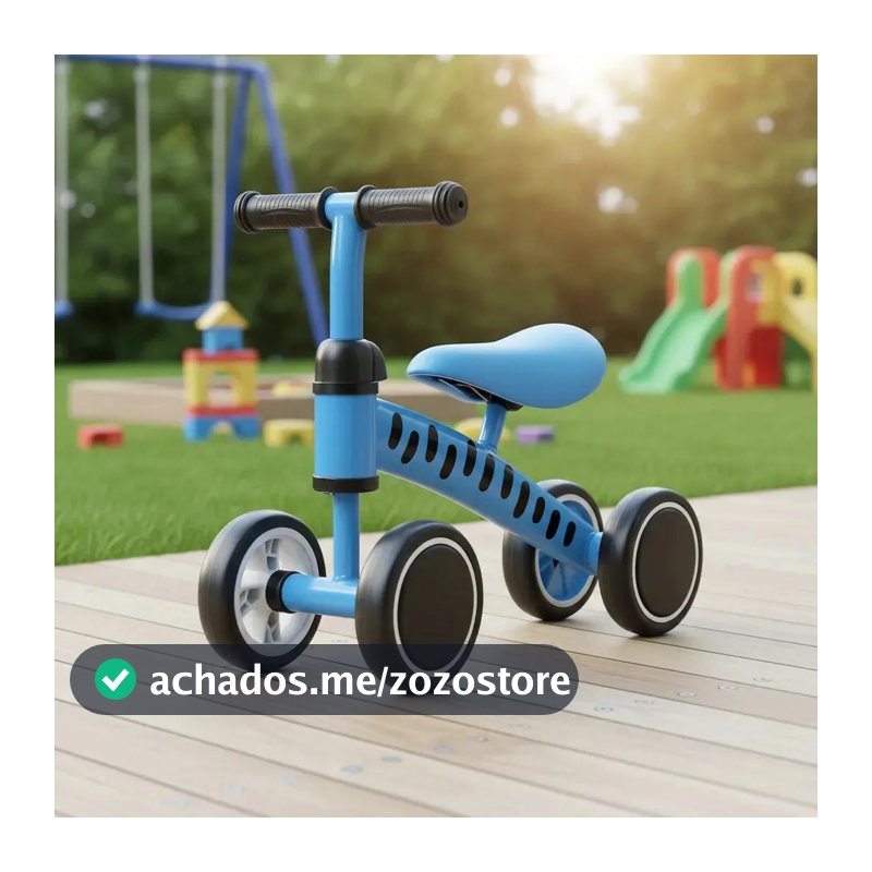 Bicicleta Equilíbrio Brinq Kids Sem Pedal Andador Infantil Azul 4 Rodas