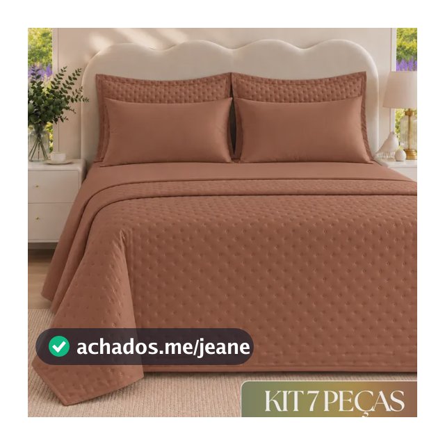 Kit Colcha Cobre Leito 7 Peças 400 Fios Enxoval Completo Terracota Cacau Terra